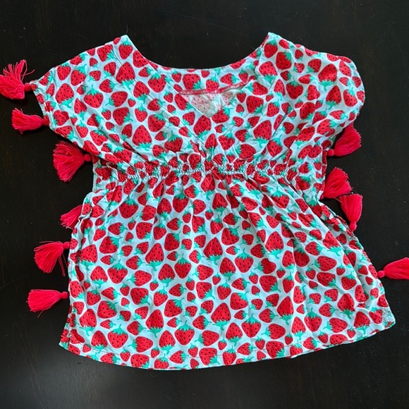 Strawberry Print Top with Tassels - Picture 1 of 2